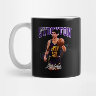 John Stockton Utah Basketball Legend Signature Vintage Retro 80s 90s Bootleg Rap Style Mug